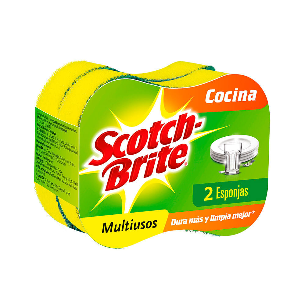 Esponja 2 en 1 Multiusos Scotch-Brite Cocina Pack 2 unid