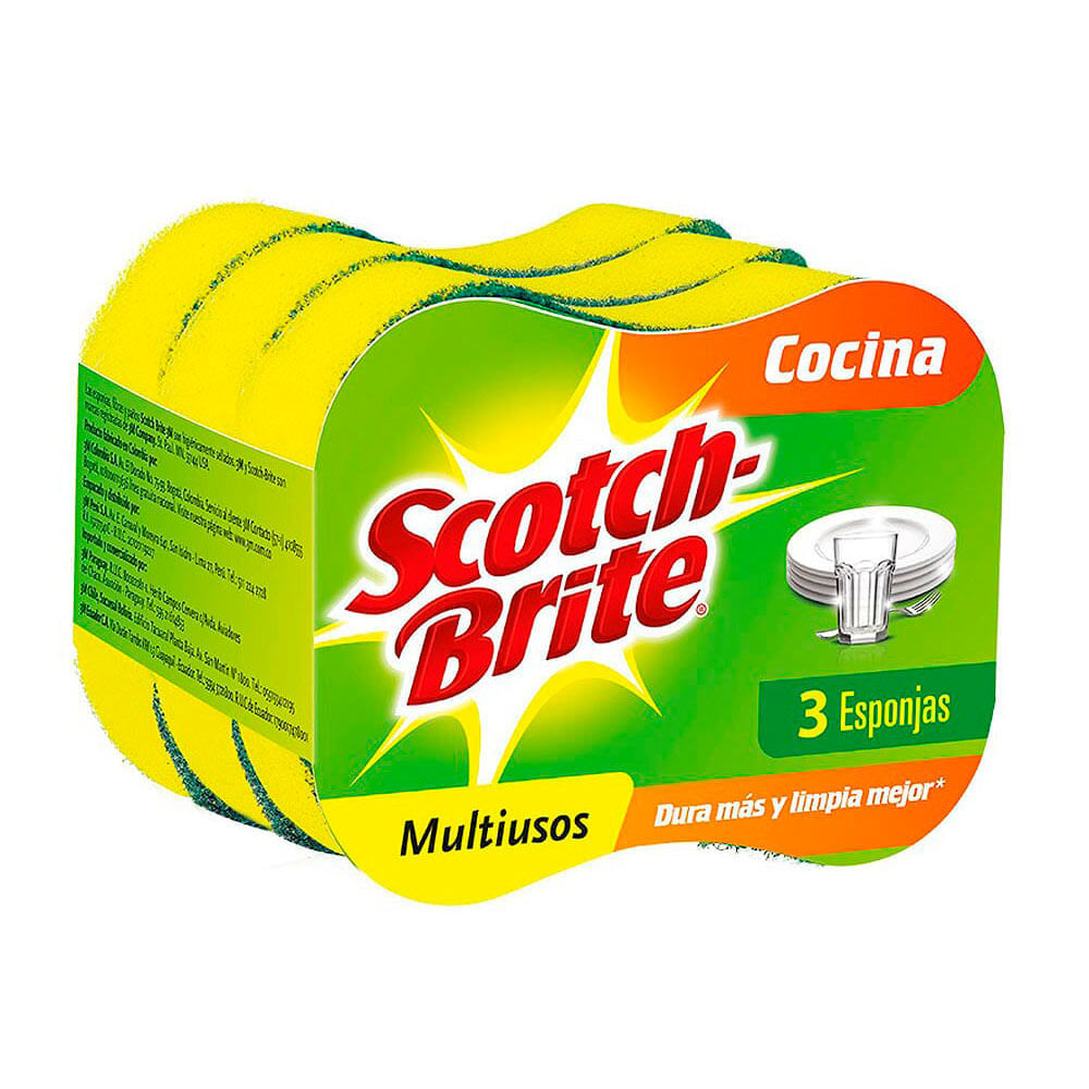 Esponja 2 en 1 Multiusos Scotch-Brite Pack 3 unid