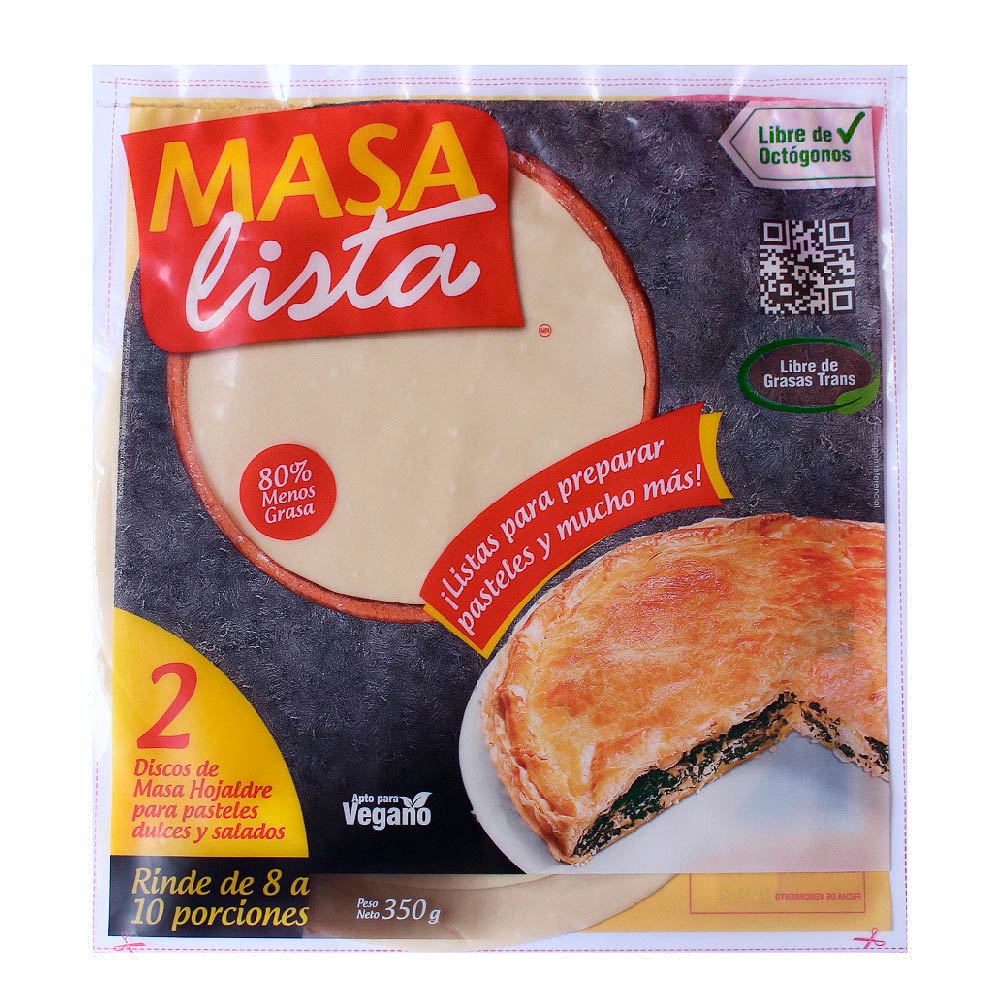Discos de Masa Hojaldre 30cm Masa Lista 2un