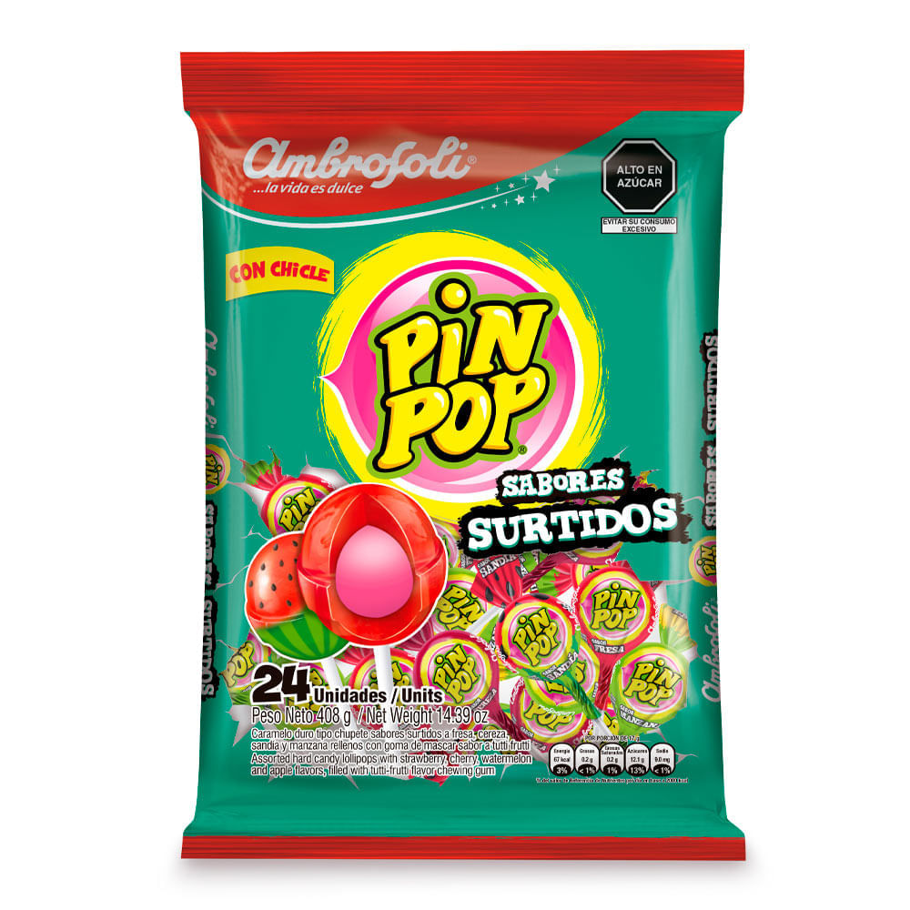 Chupetín Pin Pop Sabores Surtidos 24un