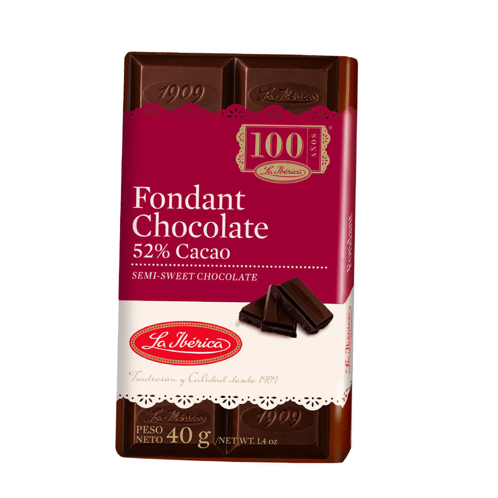 Chocolate Bitter La Ibérica Fondant Tableta 40 g