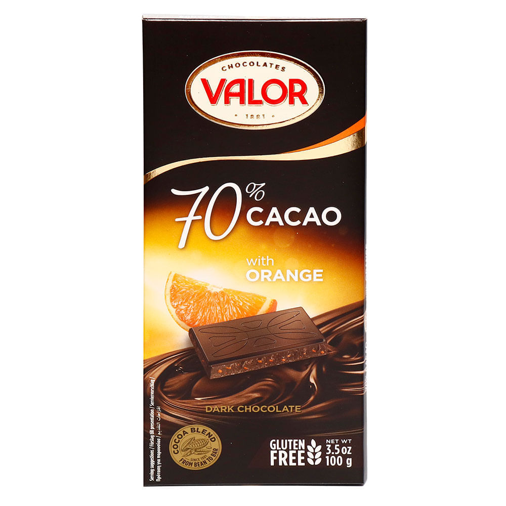 Chocolate Bitter Valor Naranja Tableta 100 g