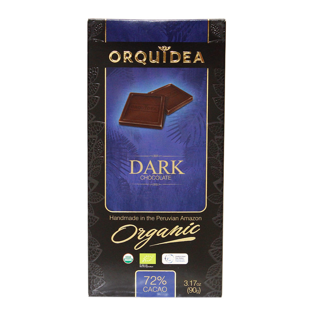 Chocolate Orgánico 72% Cacao Orquídea Tableta 90 g