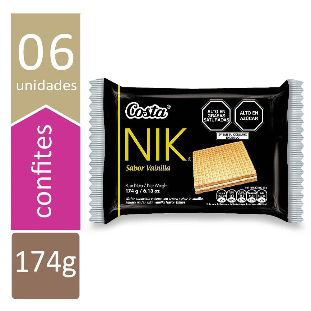 Wafers Nik Costa Vainilla Pack 6un