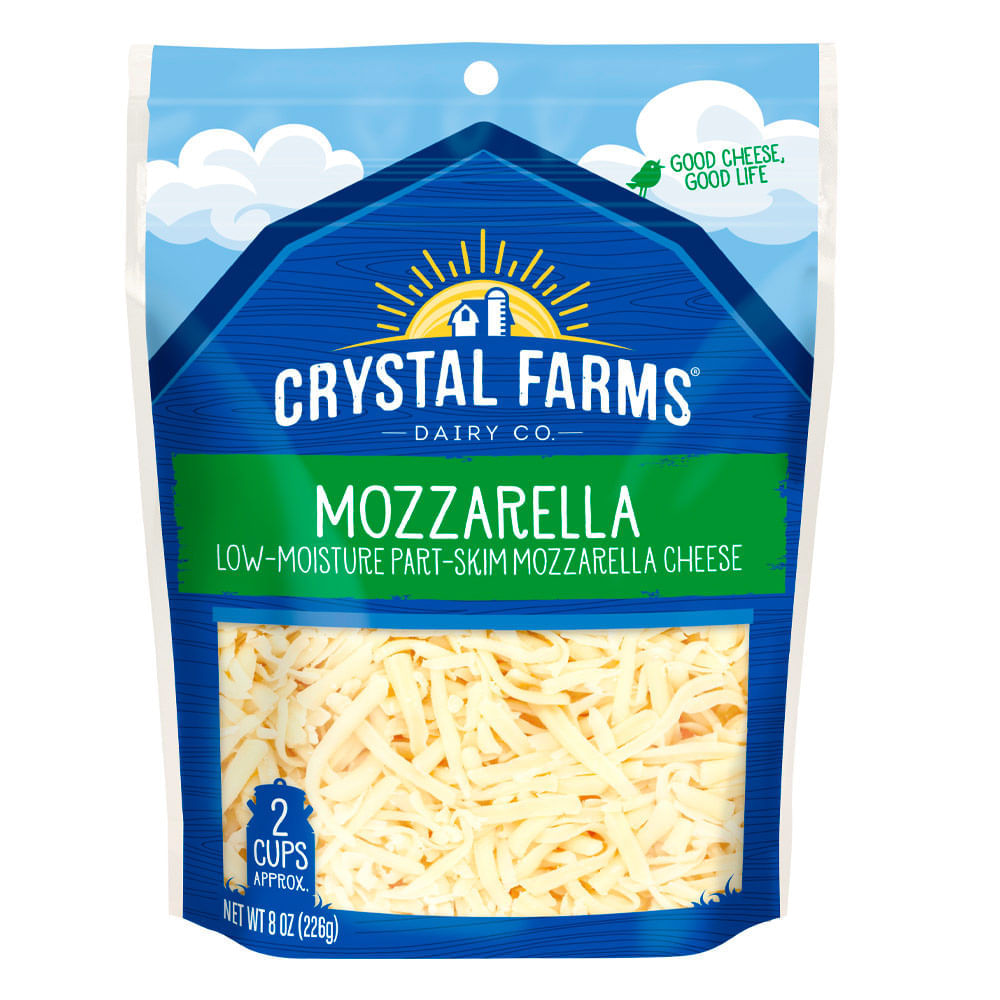 Queso Maduro Mozzarella Rallado Crystal Farms Bolsa 226 gr