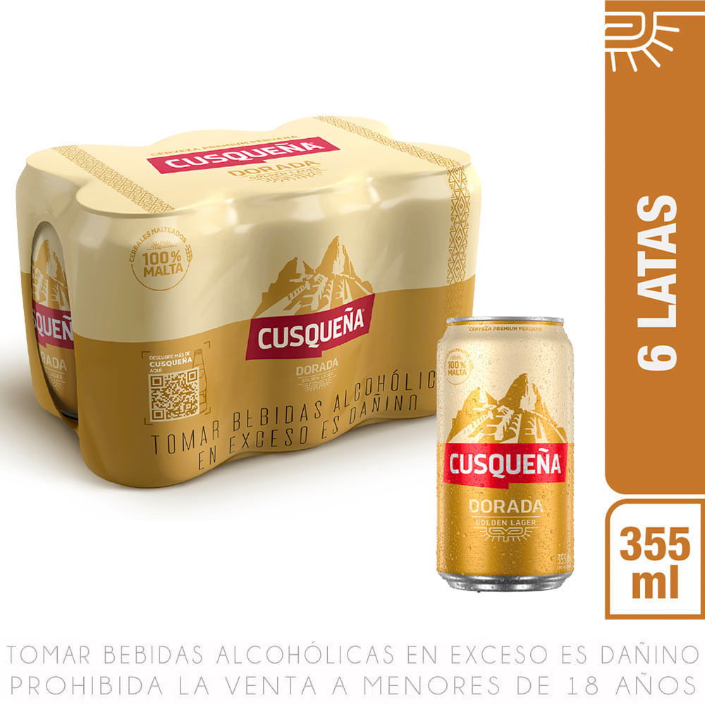 Sixpack Cerveza Cusqueña Dorada Lata 355ml