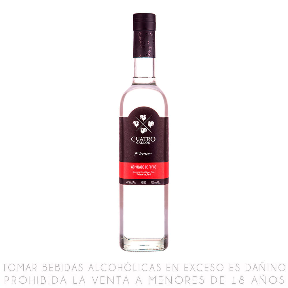 Pisco Puro Acholado Cuatro Gallos 700ml