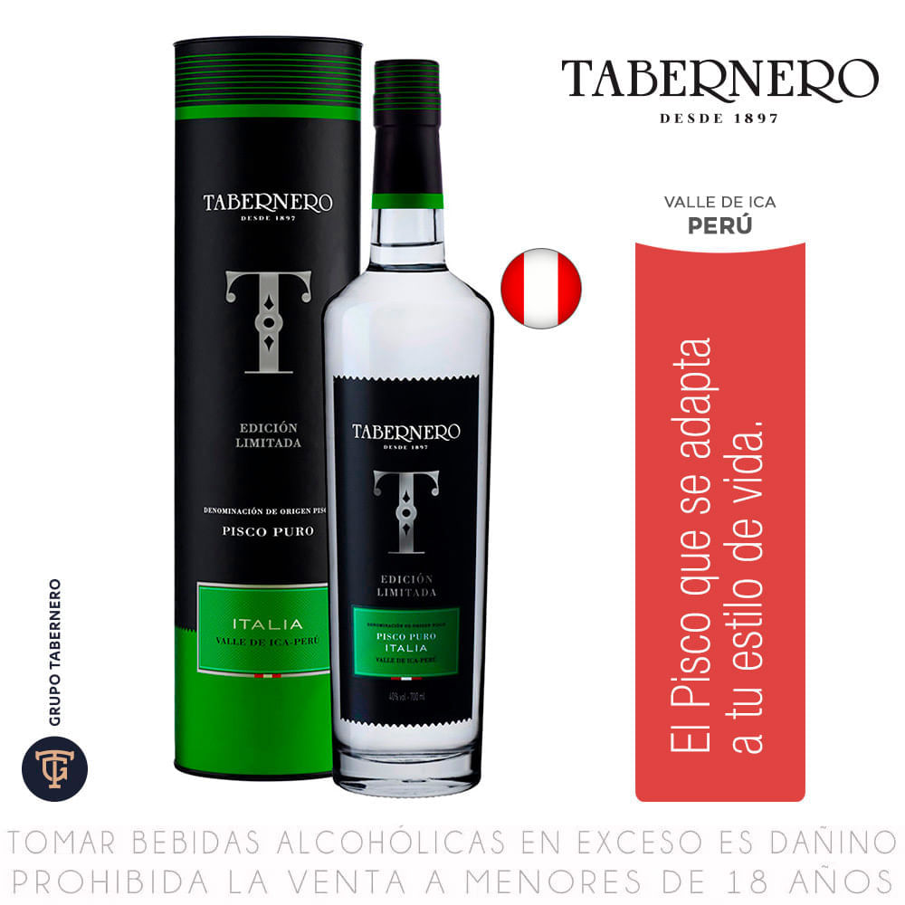 Pisco Puro Italia Edición Limitada Tabernero Botella 700ml