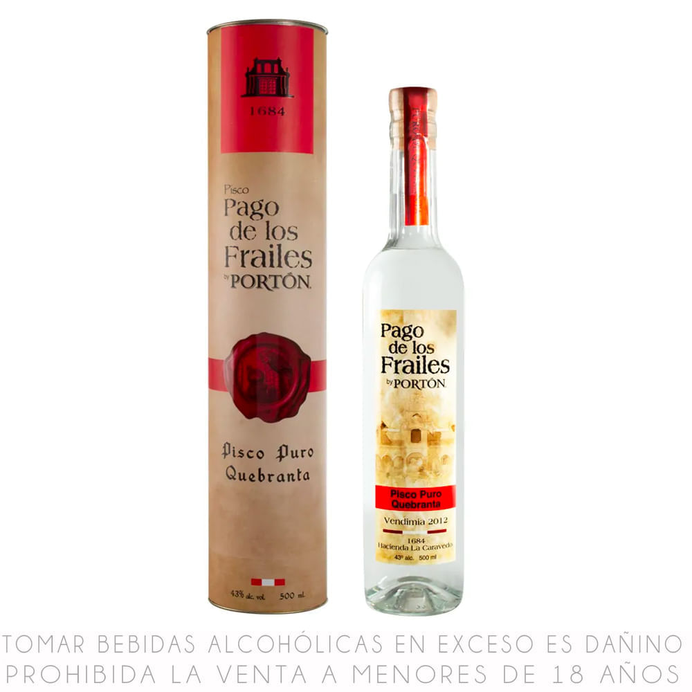 Pisco Puro Quebranta Pago de Los Frailes Botella 500ml