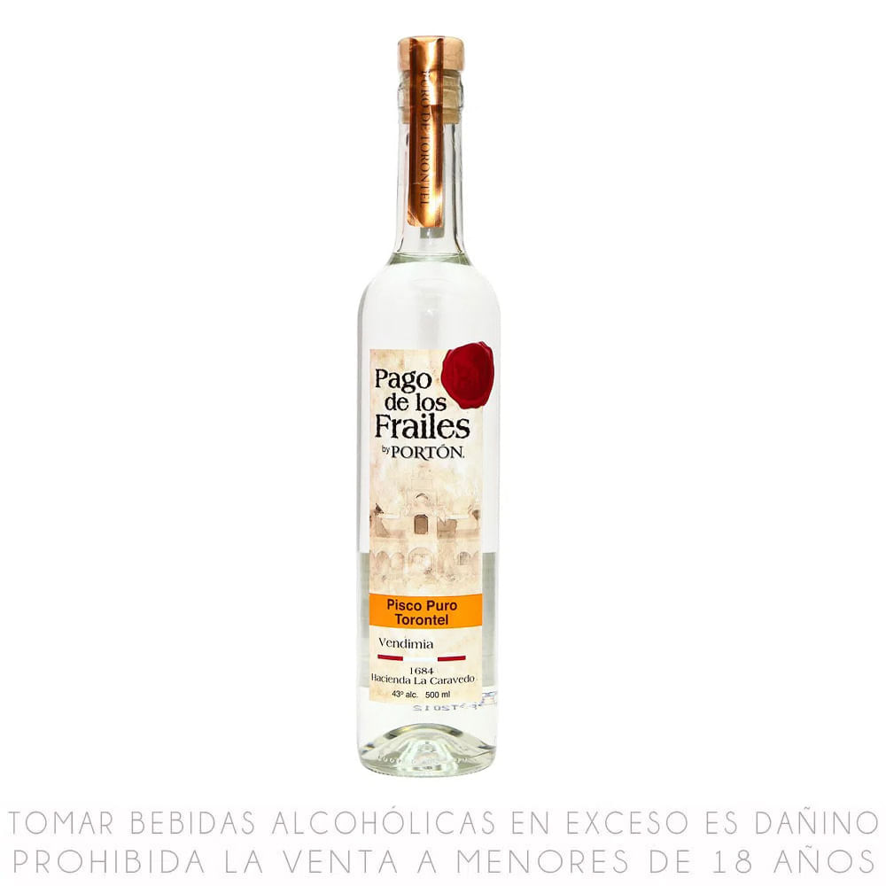 Pisco Puro Torontel Pago de Los Frailes Botella 500ml