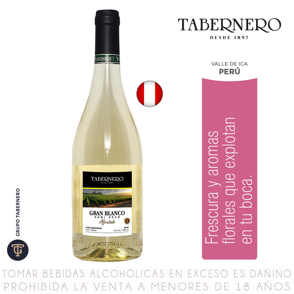 Vino Blanco Blend Tabernero Gran Blanco Semi Seco Botella 750ml