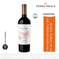 Vino Tinto Malbec Reserva Estate Doña Paula Botella 750ml