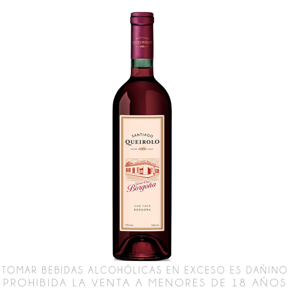Vino Tinto Borgoña Queirolo Semi Seco Botella 750ml