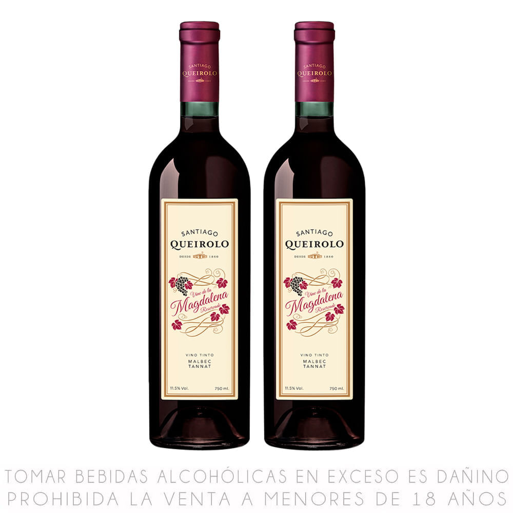 Vino Tinto Santiago Queirolo Magdalena Pack 2 Unid x 750 ml
