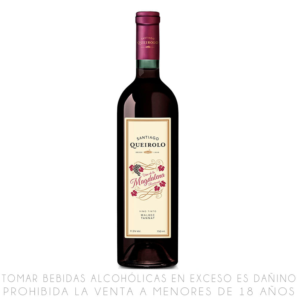 Vino Tinto Blend Reserva Queirolo Magdalena Semi Seco Botella 750ml