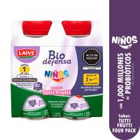 Pack x4 Alimento Fermentado Tutti Frutti Laive Bio Defensa Niños 100ml