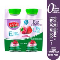 Pack x4 Alimento Fermentado Fresa Laive Bio Defensa Light 100ml