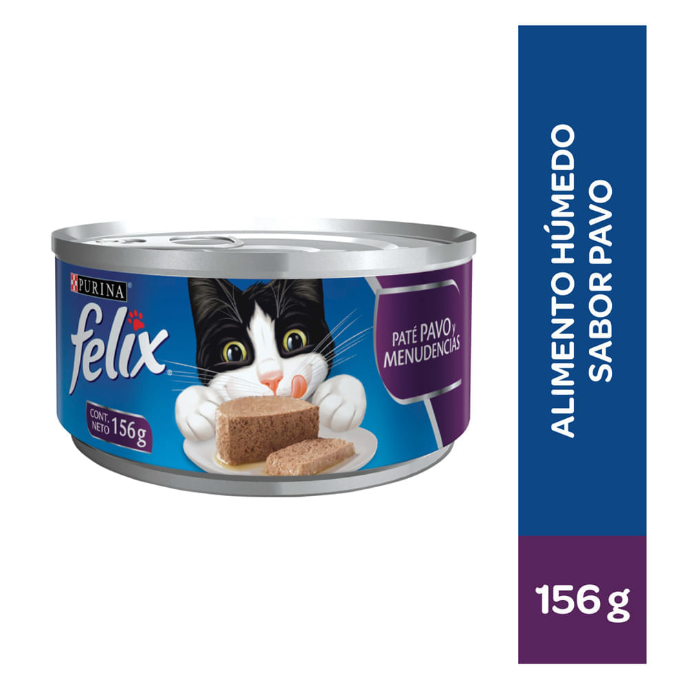 Felix Alimento Húmedo para Gatos Paté de Pavo y Menudencias Lata 156 gr