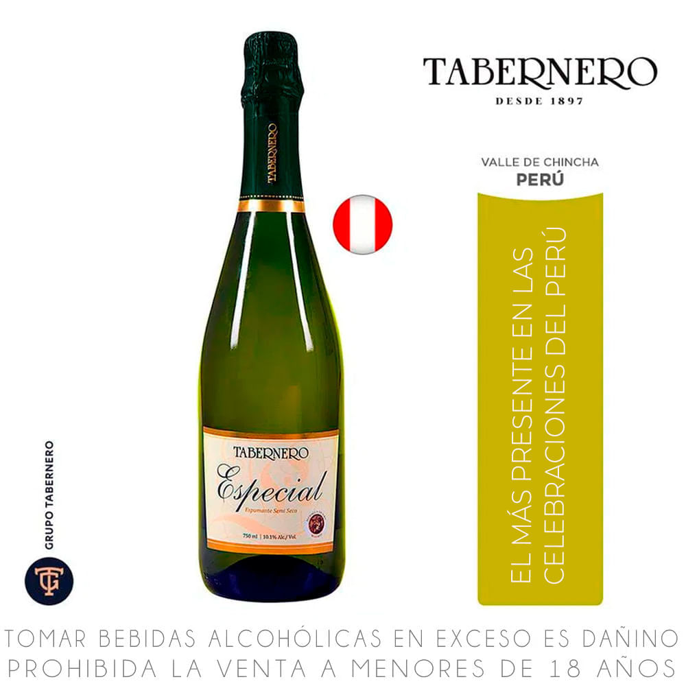 Espumante Semi Seco Tabernero Especial Botella 750ml