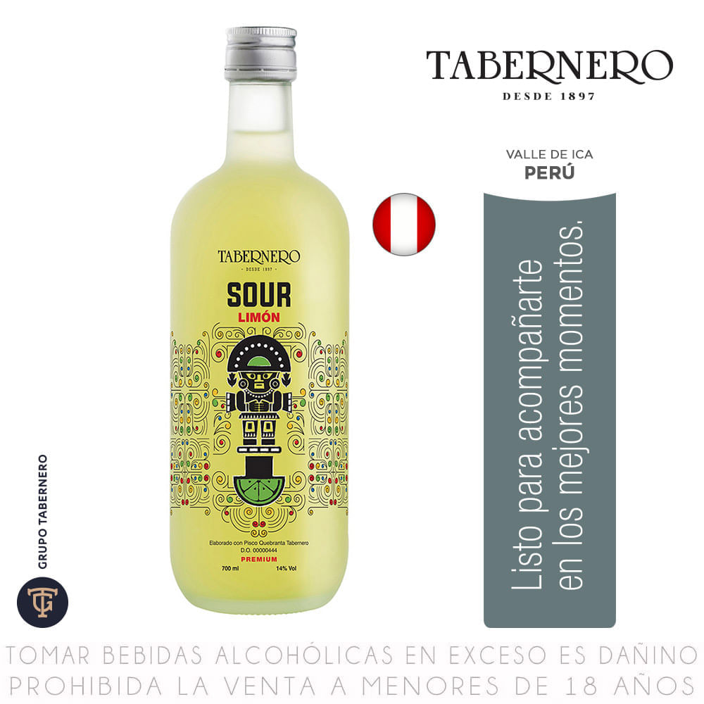 Bebida Ready to Drink Tabernero Sour Limón Botella 700ml