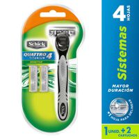 Máquina de Afeitar Quattro 4 Titanium Sensitive Schick + 2 Repuestos
