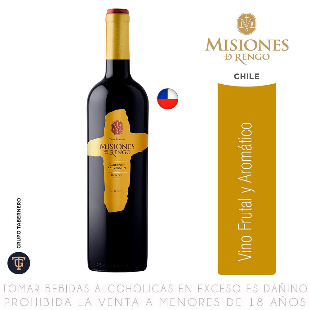 Vino Tinto Cabernet Sauvignon Reserva Misiones de Rengo Botella 750ml