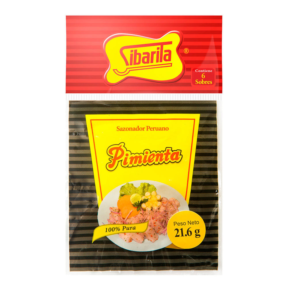Pimienta Negra Molida Sibarita Sobre 6 Unid
