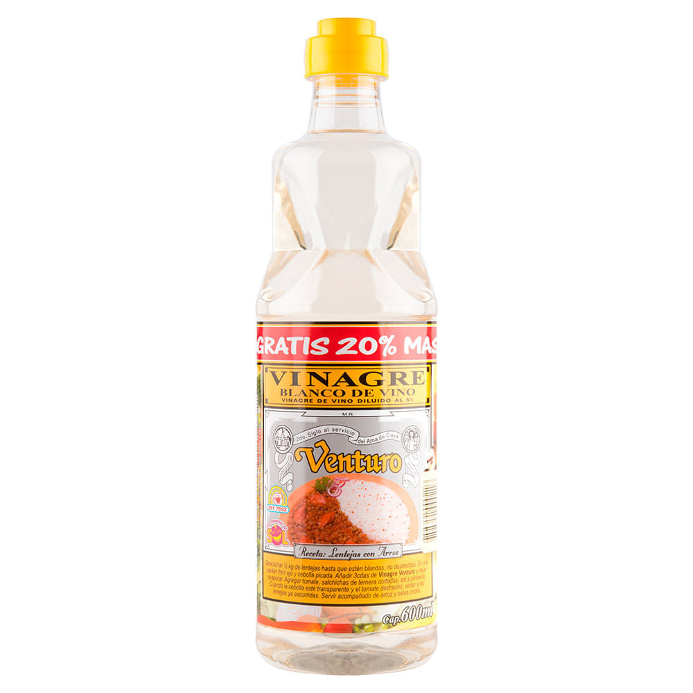 Vinagre Blanco Venturo Botella Plástica 600 ml