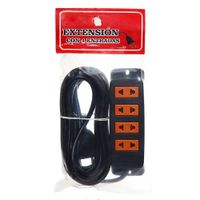 Extensión Negra 3 mts con 4 Entradas Kamasa