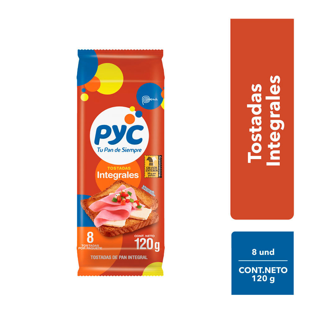 Tostadas Integrales PYC Paquete 8 unid