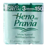 Jabón en Barra Heno de Pravia Antibacterial Pack 3 Unid 150 g
