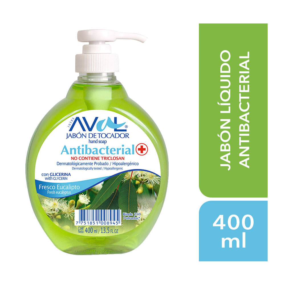 Jabón Líquido Antibacterial Aval Fresco Eucalipto 400ml