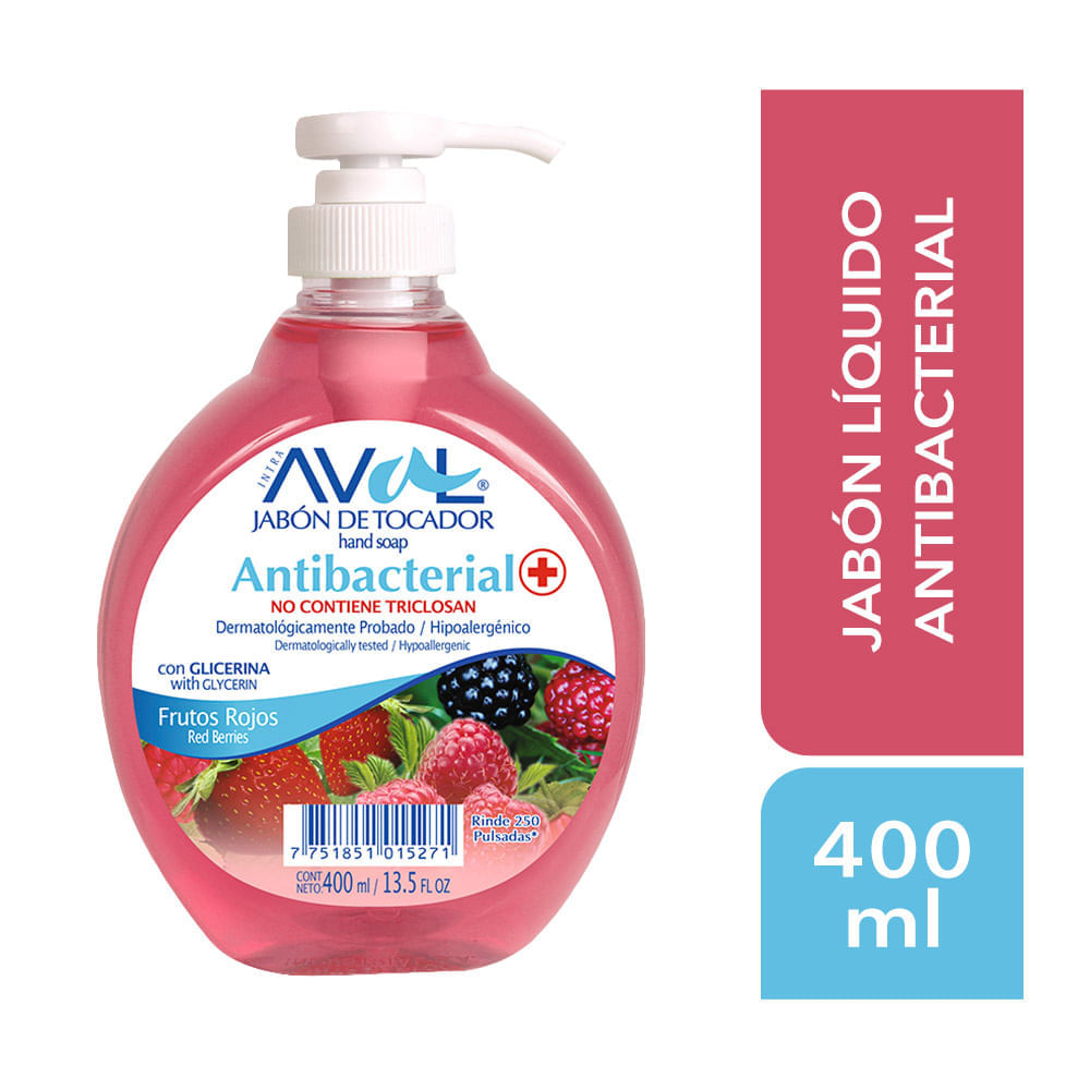 Jabón Líquido Antibacterial Aval Frutos Rojos 400ml
