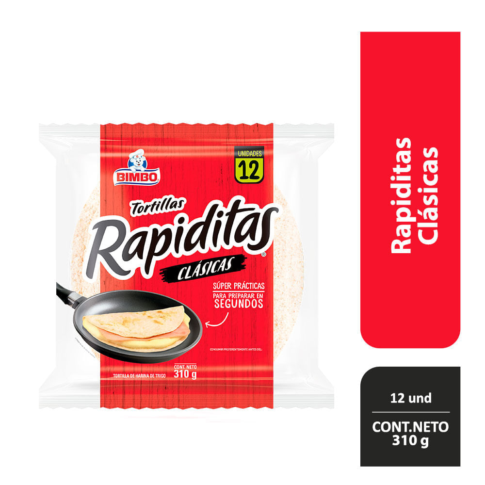 Tortillas de Trigo Clásicas Rapiditas Bimbo Paquete 12 unid