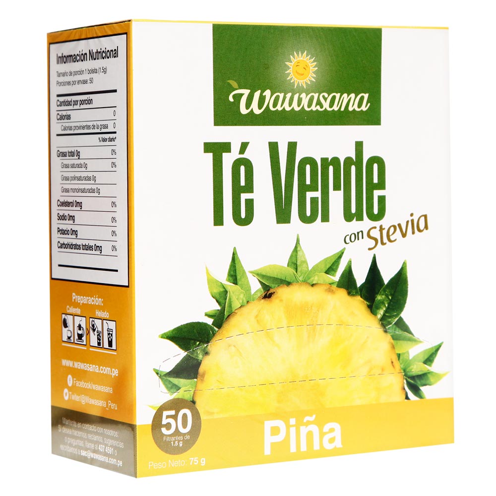 Té Verde Sabor a Piña con Stevia Wawasana 50un