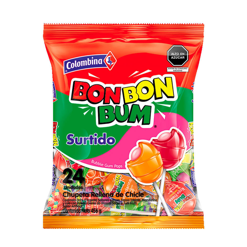 Chupetes Bon Bon Bum Surtido 24un