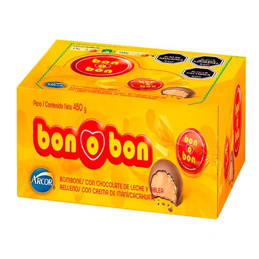 Bombones con Relleno de Crema de Maní Bon o Bon 450g