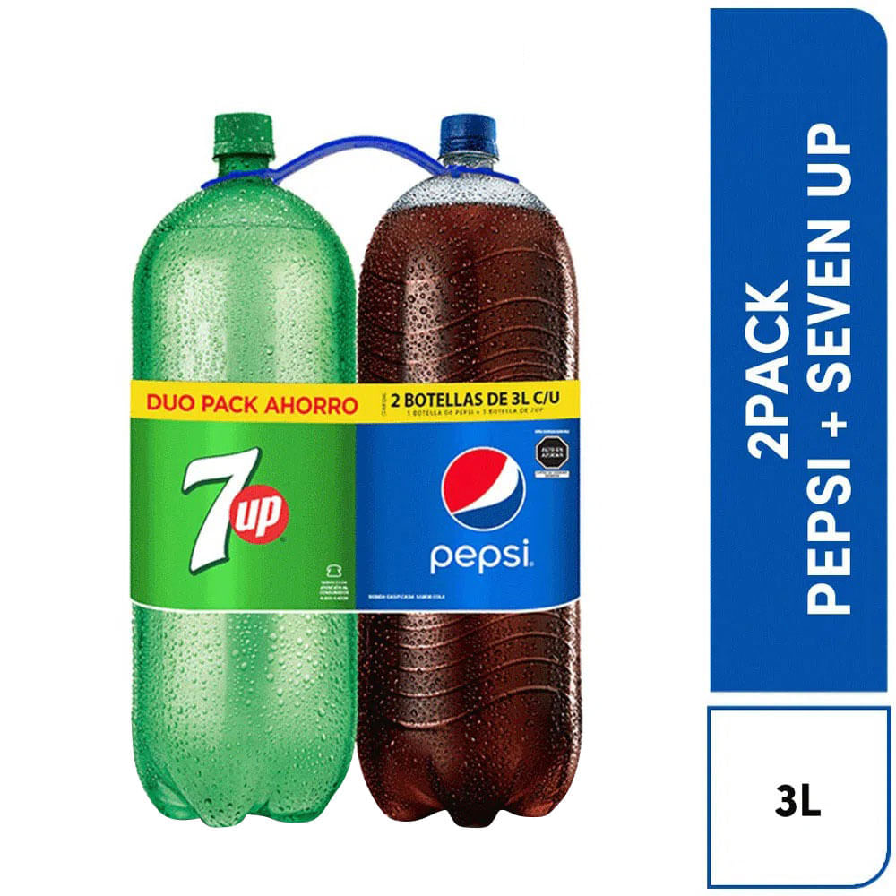 Gaseosa Pepsi Mix Two + Pack Pepsi Botella 3 L + 7up Botella 3 L