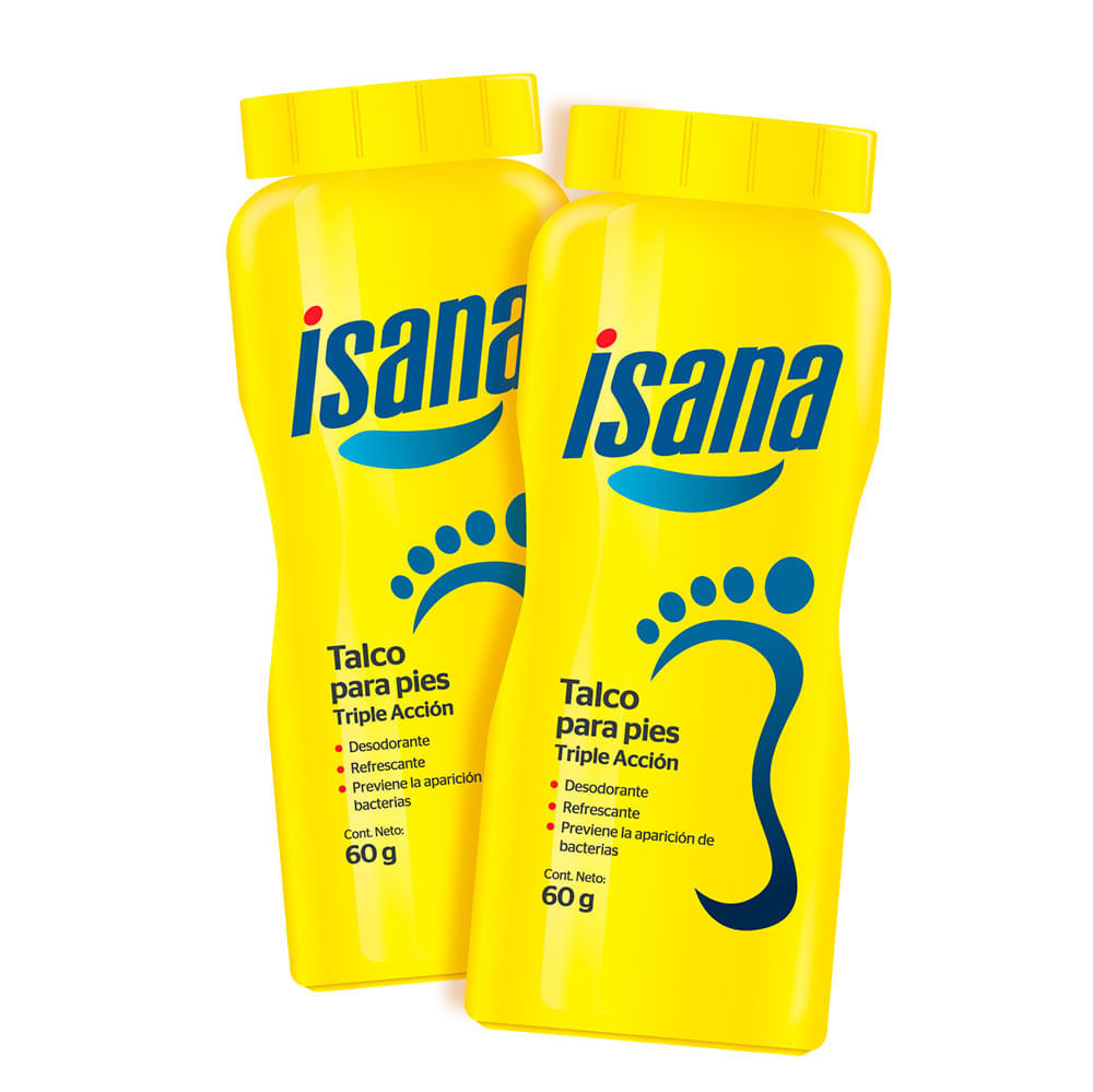 Talco para Pies Isana Triple Acción Pack 2 Unidades de 60 g c/u