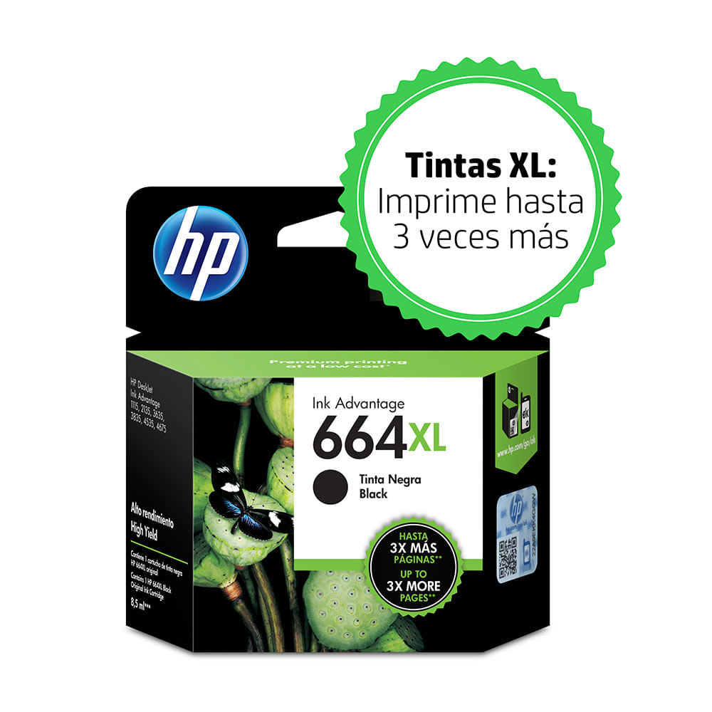 Hp Cartucho de Tinta 664XL Negro