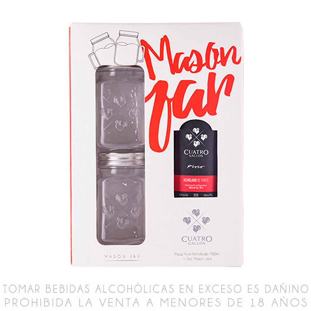 Pack Cuatro Gallos Mason Jar