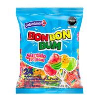 Chupetes Bon Bon Bum Surtido Tropical 24un