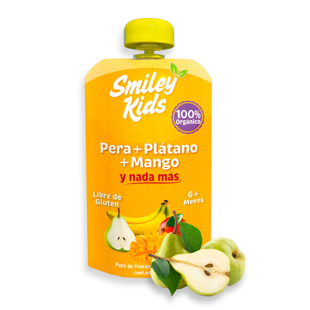 Compota Smiley Kids Pera + Plátano + Mango 90g