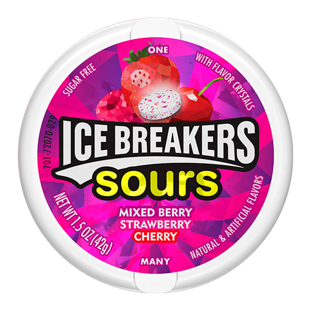 Caramelos Sin Azúcar Frutos Rojos Icebreakers Sours Dispensador 42g