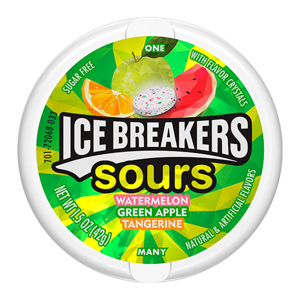 Caramelos Sin Azúcar Frutas Tropicales Icebreakers Sours Dispensador 42 g