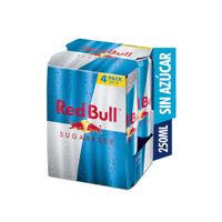 Bebida Energizante Red Bull Sugar Free Pack de 4 unid Lata 250 ml