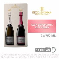 Pack Espumante Riccadonna Botella 750ml: Asti + Ruby