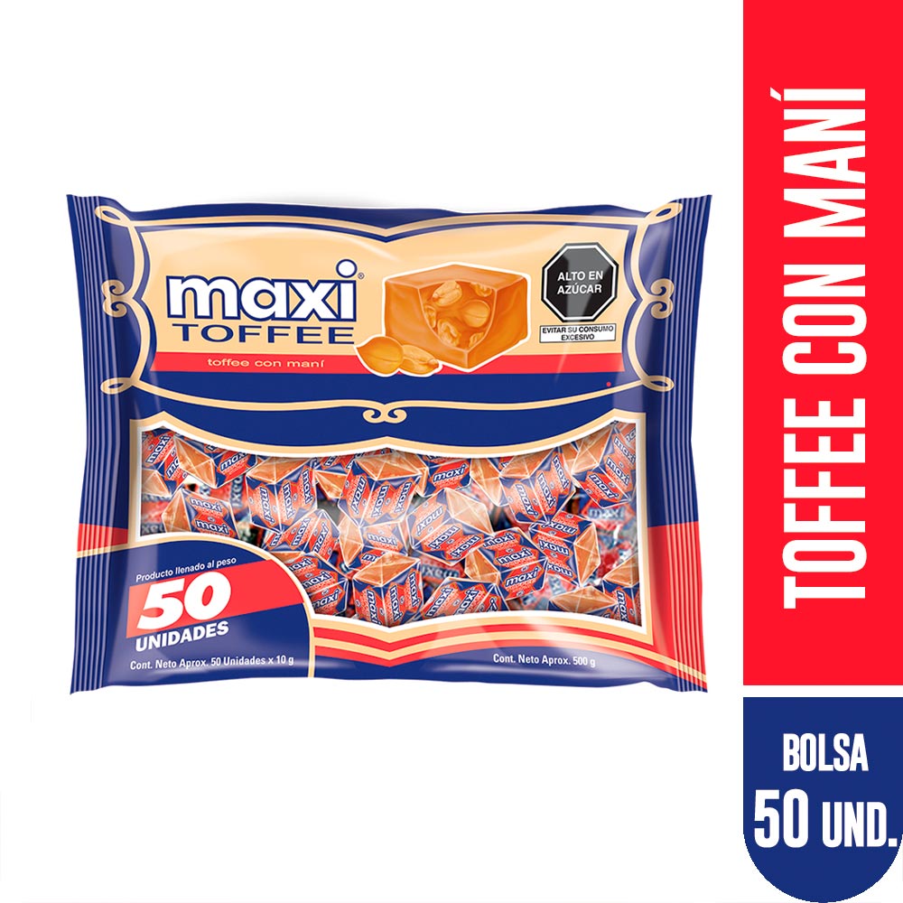 Pack x50 Toffee con Maní Maxi Toffee 10g
