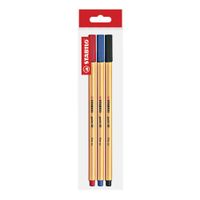 Fine Pen Fineliner Point 88 Stabilo Azul + Rojo + Negro