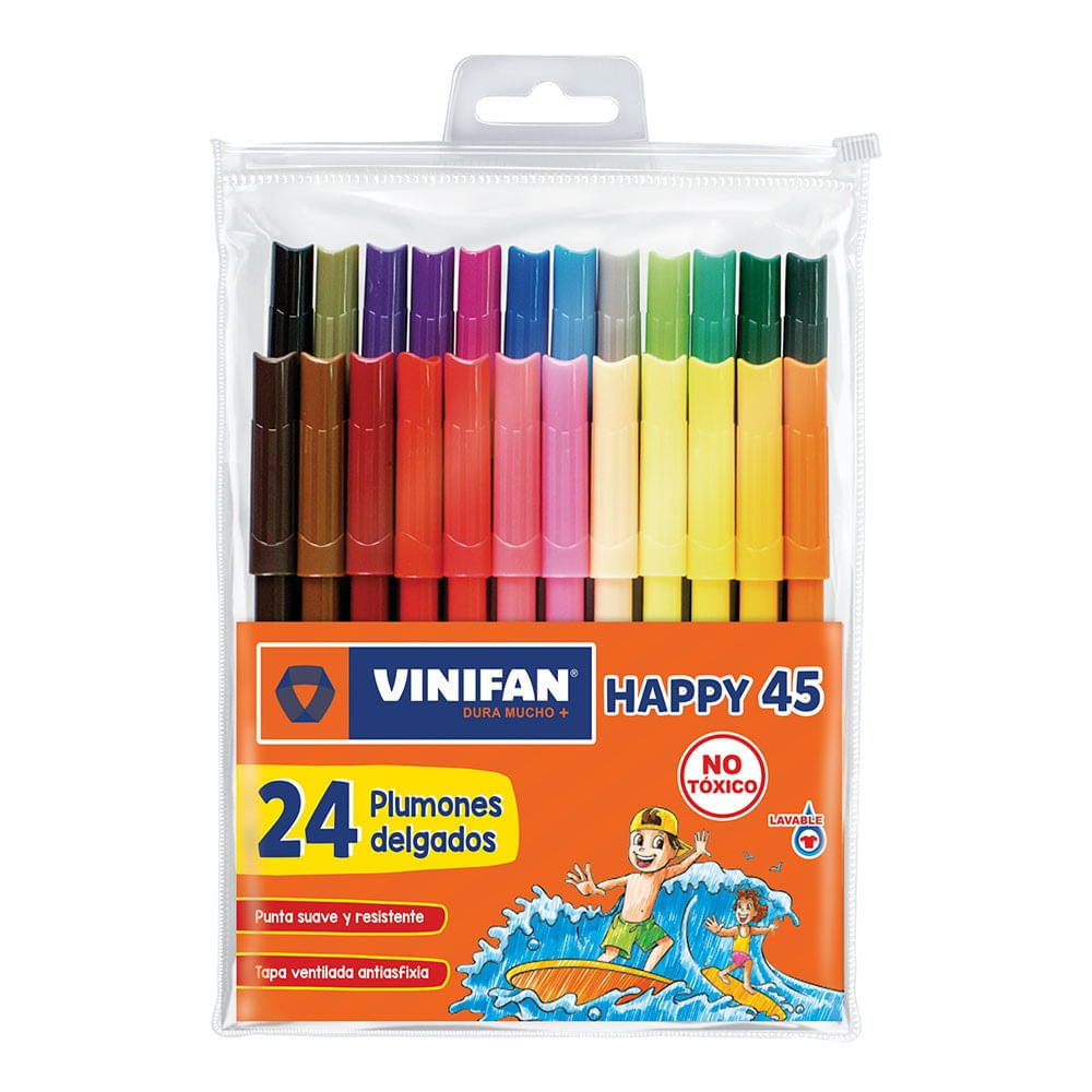 Vinifan Plumones Delgados Happy 45 Estuche 24 unid
